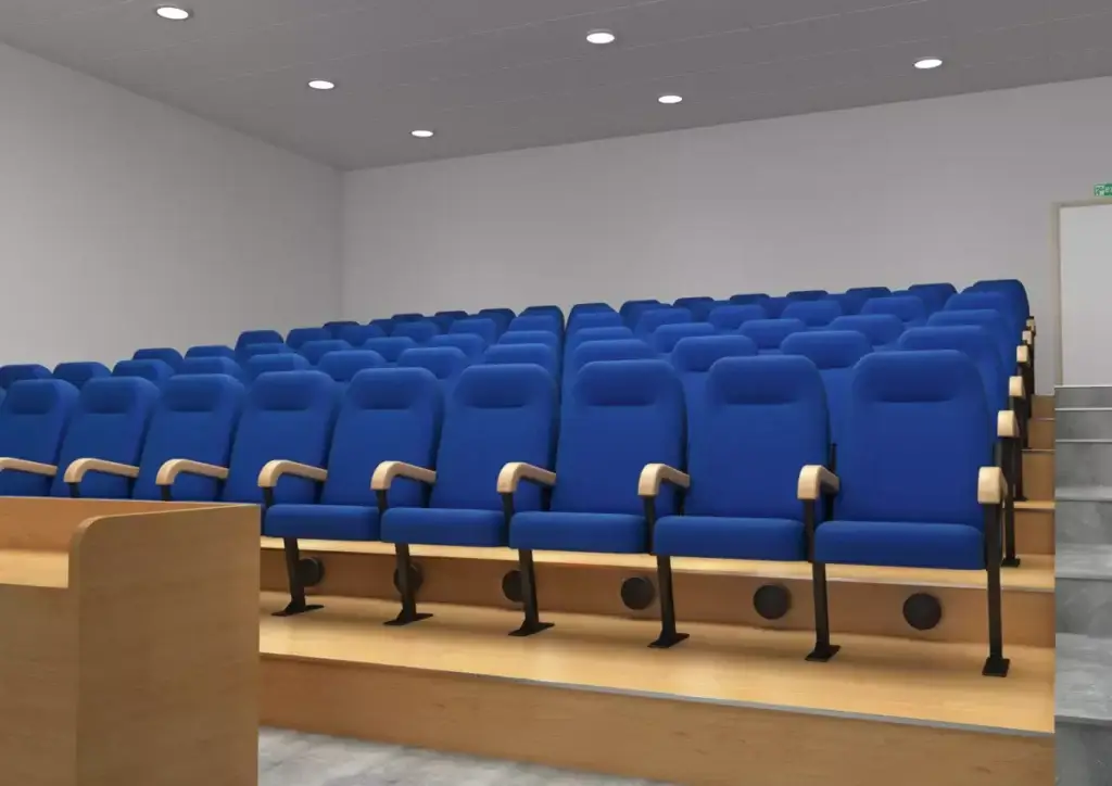 Konverentsisaal, mille põrandal on DPG õhujagajad